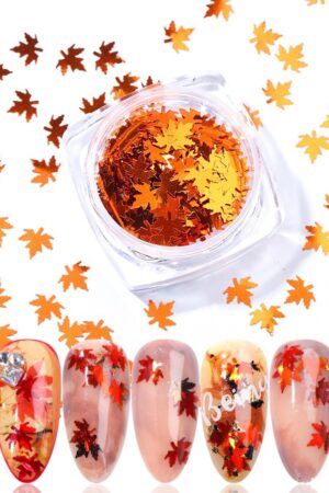 Gradient Maple Leaf Nail Sequins
